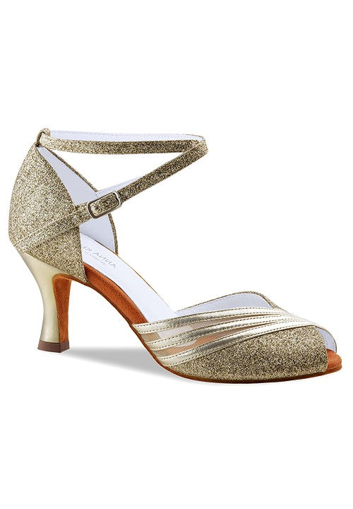 Laad het plaatje in de Viewer, Charlize 1028-60 Glitter Goud Brokaat/Leer 6 cm
