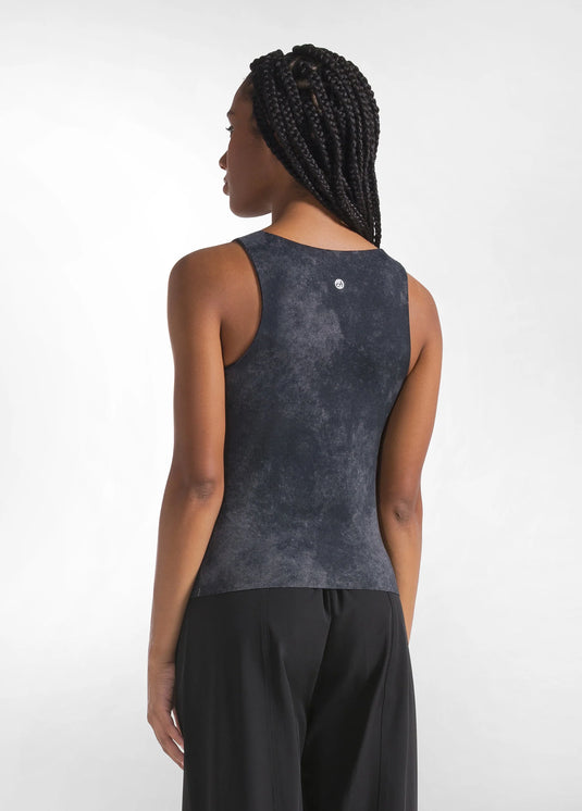 C32002 Marmerprint microfibre Tank top Antraciet