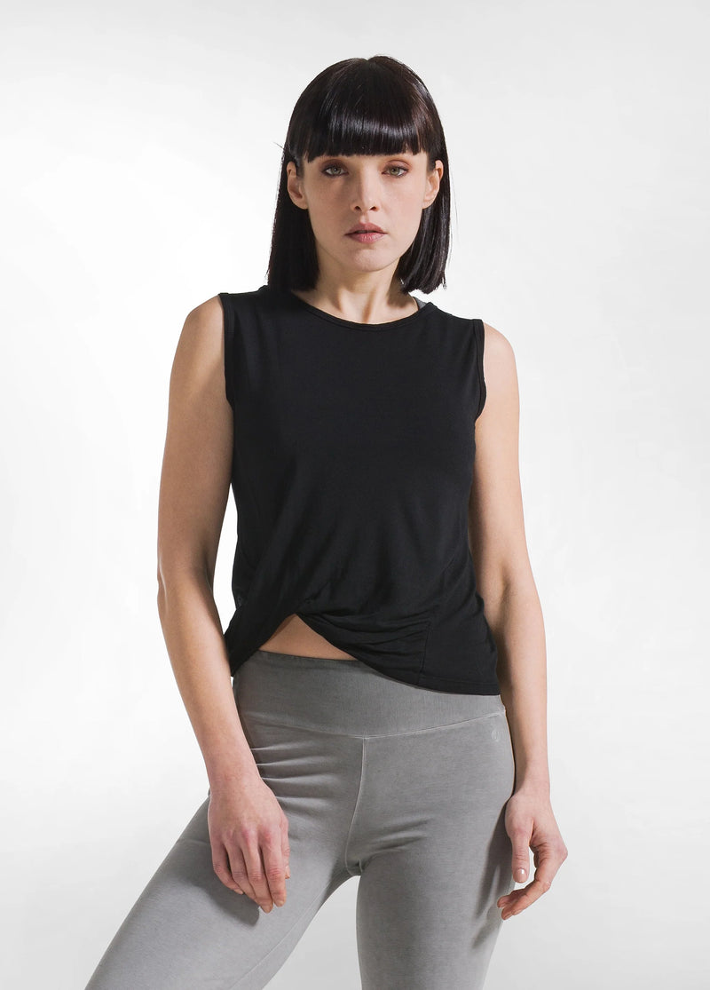Laad het plaatje in de Viewer, D42042 Yoga Tank Top met knoop Zwart

