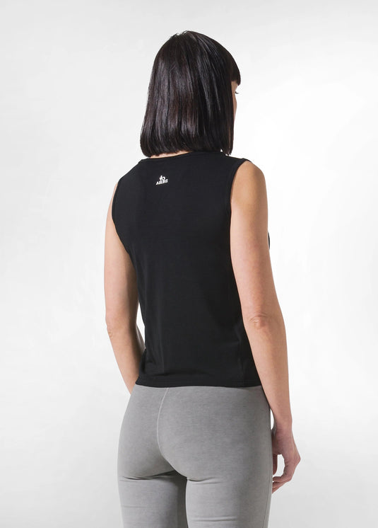 D42042 Yoga Tank Top met knoop Zwart