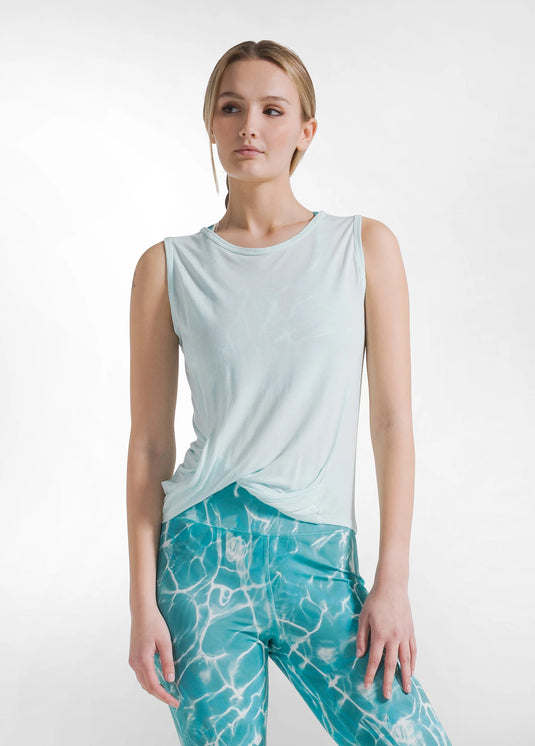 D42042 Yoga Tank Top met knoop Turquoise