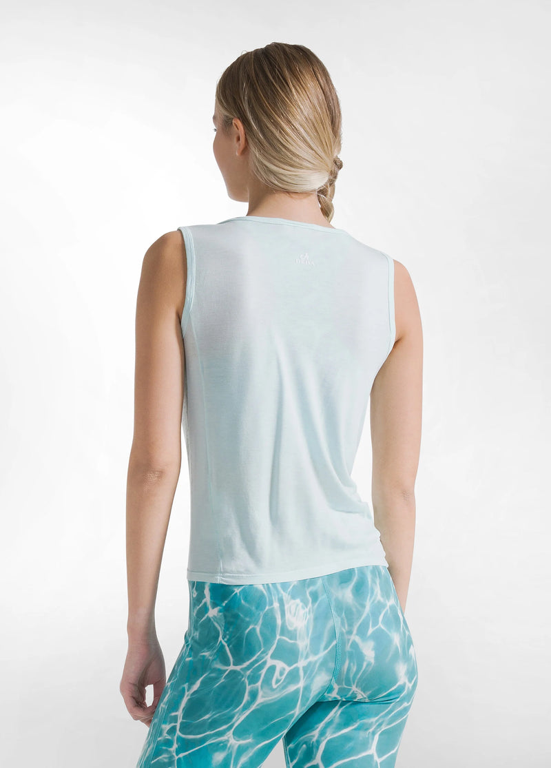 Laad het plaatje in de Viewer, D42042 Yoga Tank Top met knoop Turquoise
