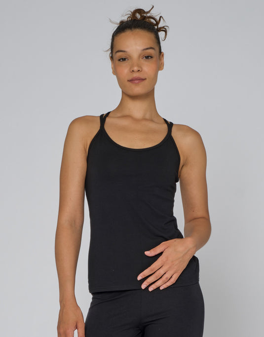 Amira Top met ingebouwde BH Spaghetti Bandjes Zwart