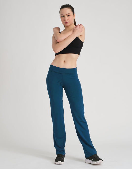 Apache Viscose Rechte Dansbroek met Rolband Blauw