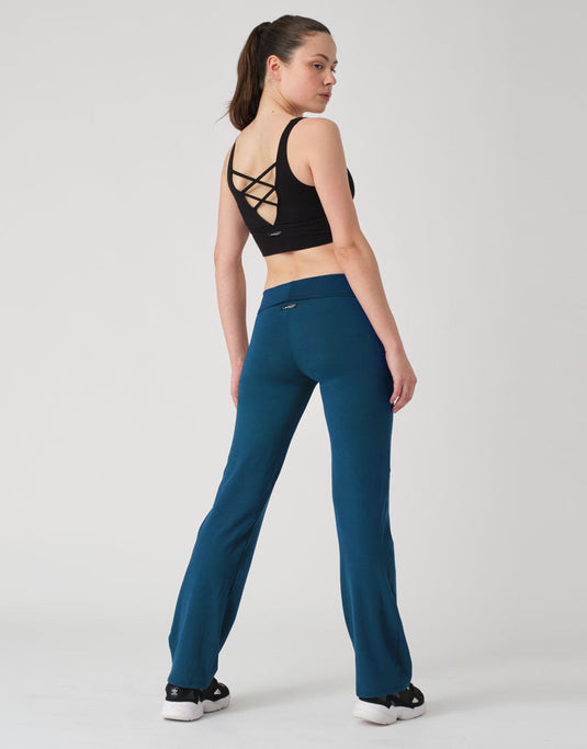 Apache Viscose Rechte Dansbroek met Rolband Blauw (Prusse)