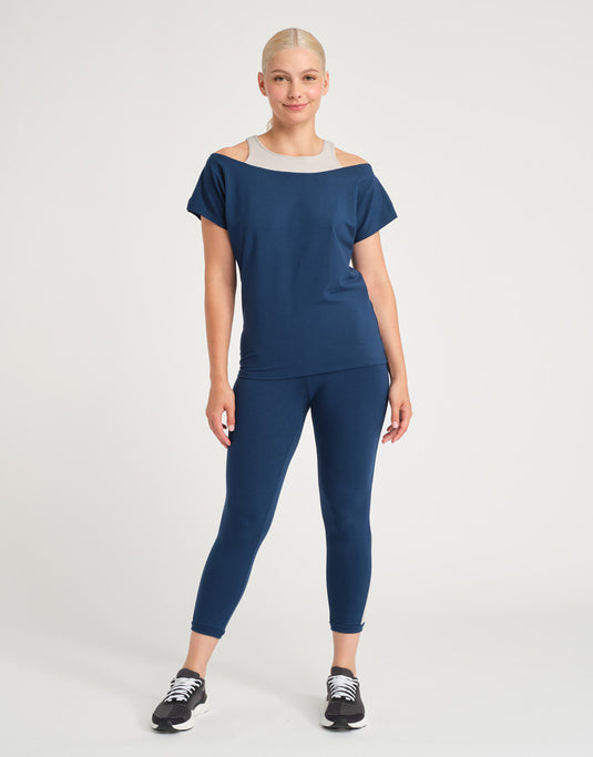Arezzo Bi Yoga Top 2 in 1 T-Shirt Blauw (Nautik)