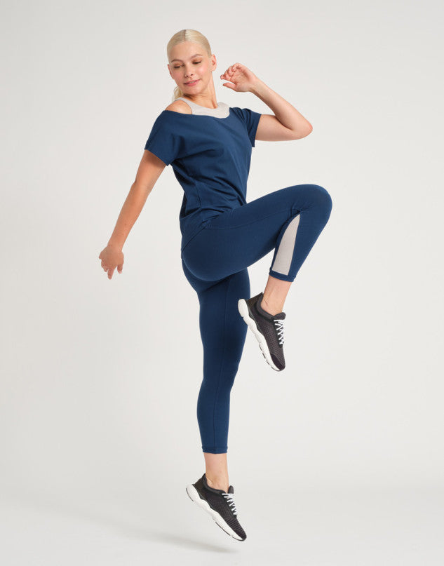 Laad het plaatje in de Viewer, Arezzo Bi Yoga Top 2 in 1 T-Shirt Blauw (Nautik)
