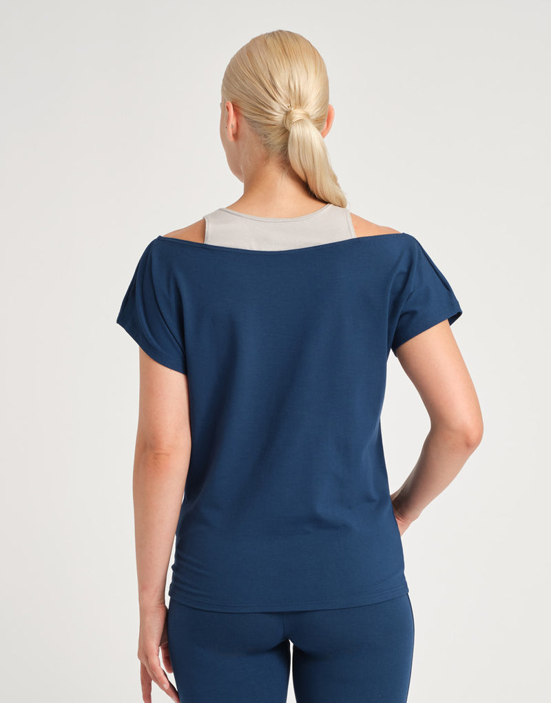 Laad het plaatje in de Viewer, Arezzo Bi Yoga Top 2 in 1 T-Shirt Blauw (Nautik)
