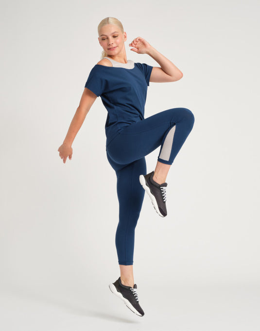 Arezzo Bi Yoga Top 2 in 1 T-Shirt Blauw (Nautik)