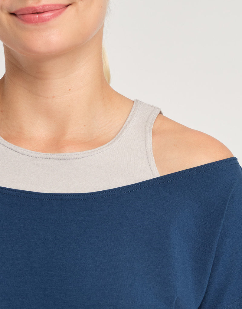 Laad het plaatje in de Viewer, Arezzo Bi Yoga Top 2 in 1 T-Shirt Blauw (Nautik)
