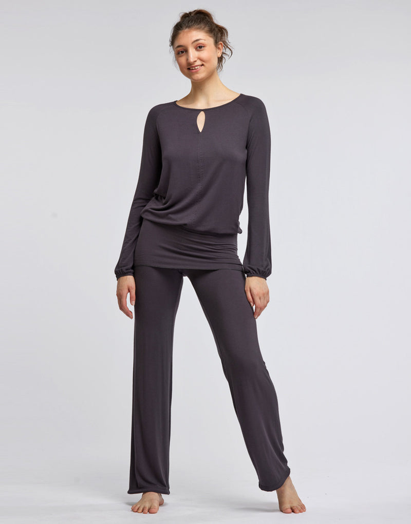 Laad het plaatje in de Viewer, Baby Yoga Dans Broek Lang Heupstuk Grijs Paars (Carbon)
