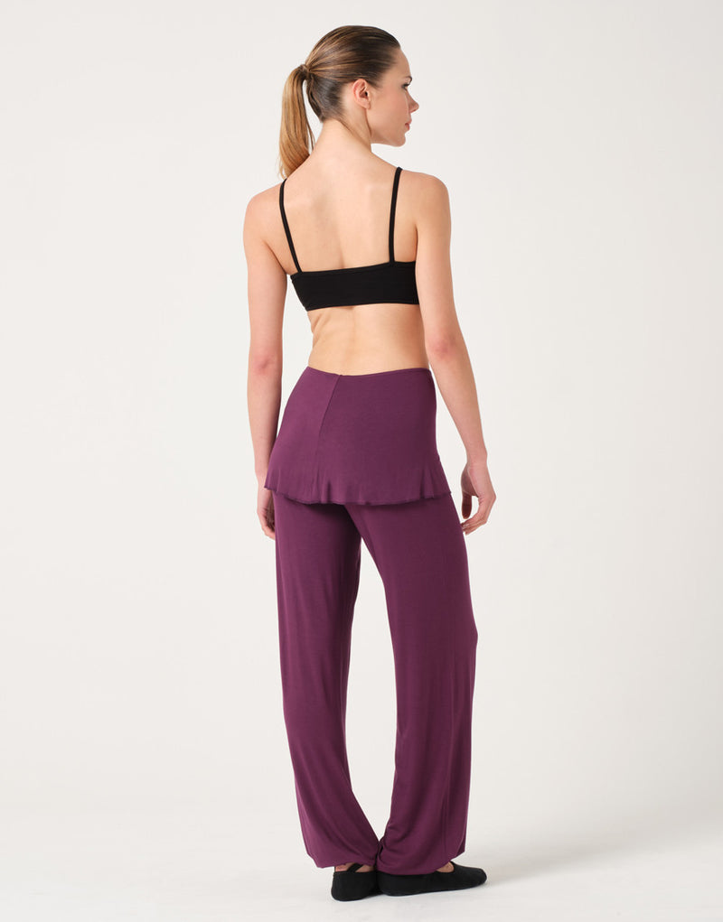 Laad het plaatje in de Viewer, Baby Yoga Dansbroek met een geïntegreerd rokje Aubergine (Black Cherry)
