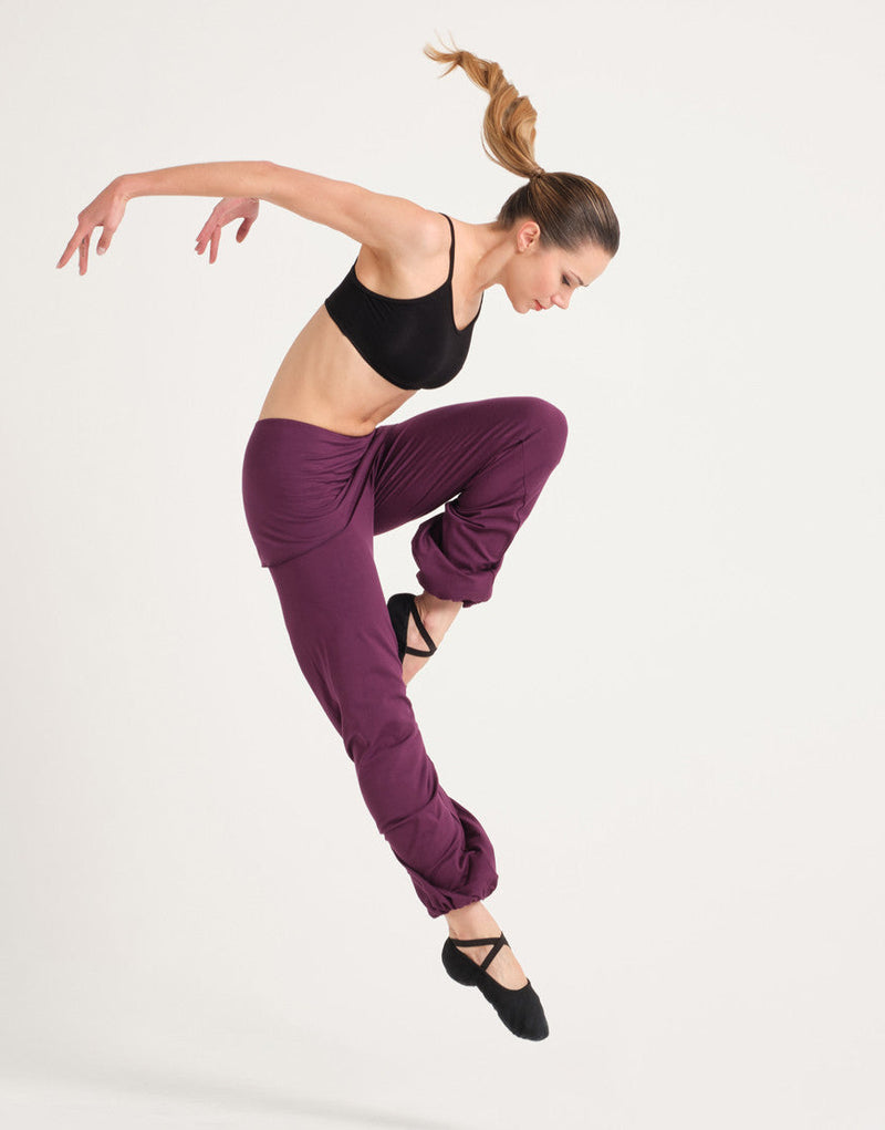 Laad het plaatje in de Viewer, Baby Yoga Dansbroek met een geïntegreerd rokje Aubergine (Black Cherry)
