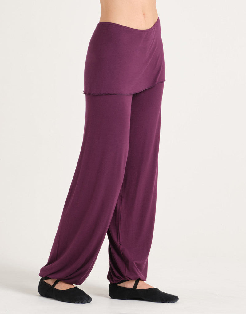 Laad het plaatje in de Viewer, Baby Yoga Dansbroek met een geïntegreerd rokje Aubergine (Black Cherry)
