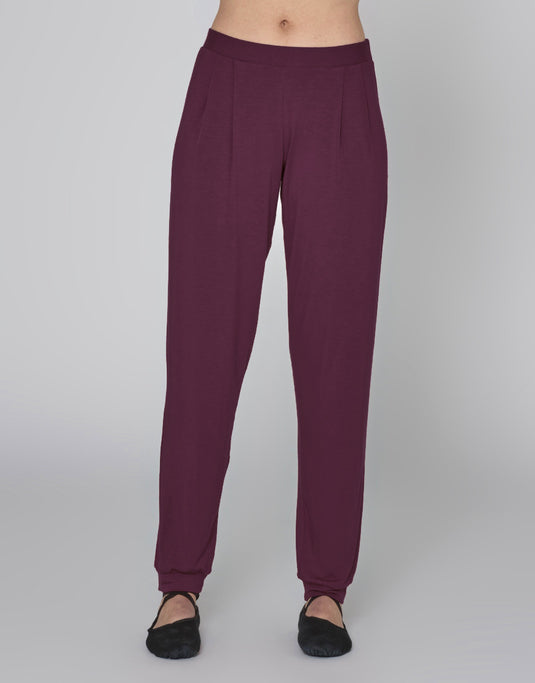 Balboa Yoga Dansbroek Bandplooi Paars (Black cherry)