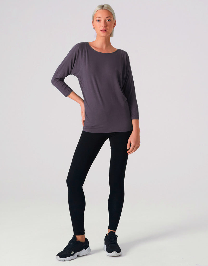 Laad het plaatje in de Viewer, Bardane Top 3/4 Mouw Bamboe Grijs (Darkgrey)
