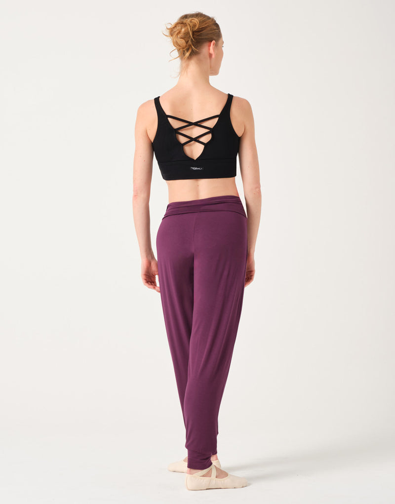 Laad het plaatje in de Viewer, Baxter Yogabroek Rolband Viscose Aubergine (Black Cherry)
