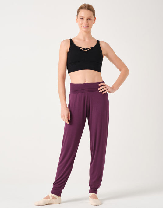 Baxter Yogabroek Rolband Viscose Aubergine (Black Cherry)
