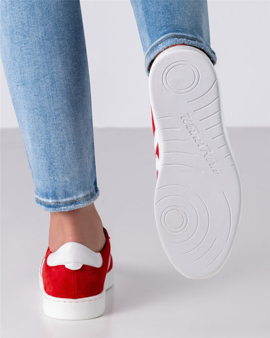 Darcey Danssneakers Comfort Rood Suéde/Wit Leer