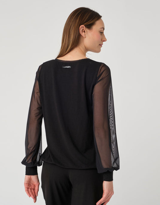 Diane T-Shirt Lange mouwen tule Zwart