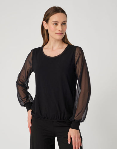 Diane T-Shirt Lange mouwen tule Zwart