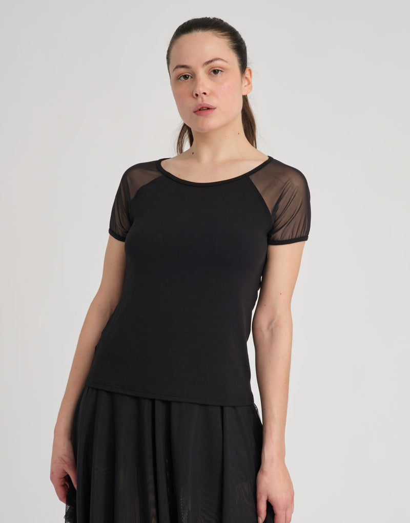 Laad het plaatje in de Viewer, Doline T-Shirt korte mouwen tule Zwart
