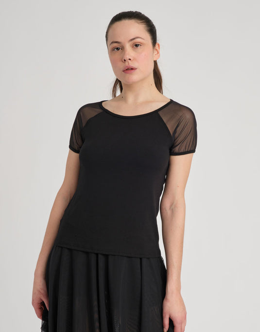 Doline T-Shirt korte mouwen tule Zwart