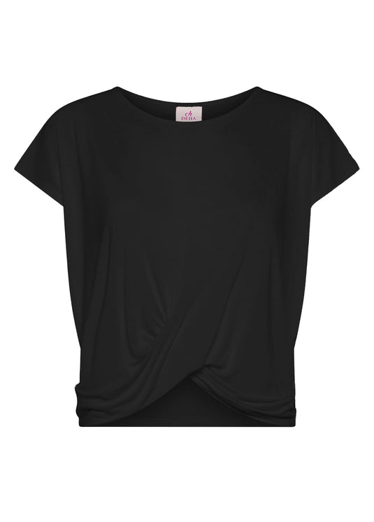 D42041 Yoga T-Shirt met knoop Zwart