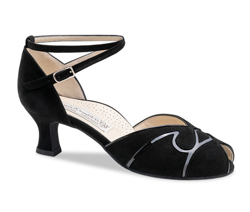 Nellie Comfort Zwart Suède/Lak 5 cm