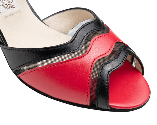 Portia Zwart/Rood Nappa Leer 6.5 cm