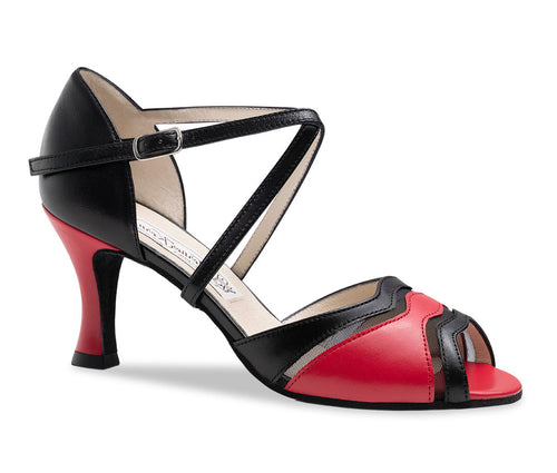 Portia Zwart/Rood Nappa Leer 6.5 cm