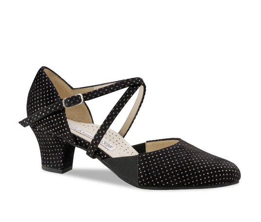 Ronja Comfort Zwart Brokaat Suède 4.5 cm