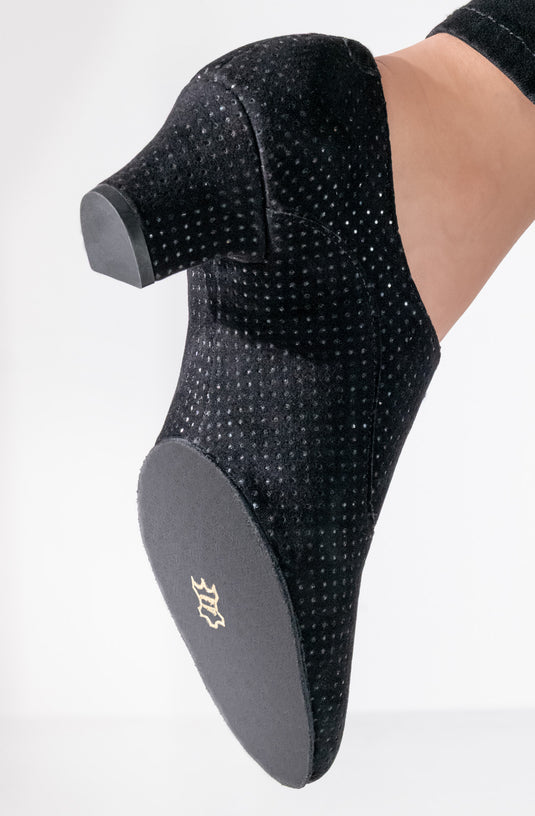 Runa Comfort Zwart Suède glitter  4.5 cm