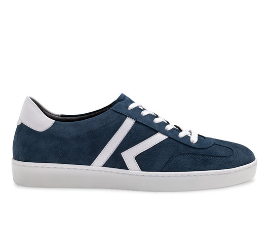 Salerno 28074 Blauw Suède / Leer wit