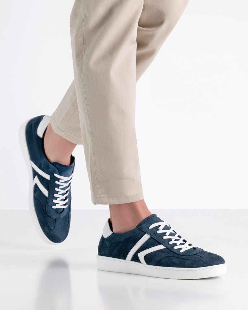 Laad het plaatje in de Viewer, Salerno 28074 Blauw Suède / Leer wit
