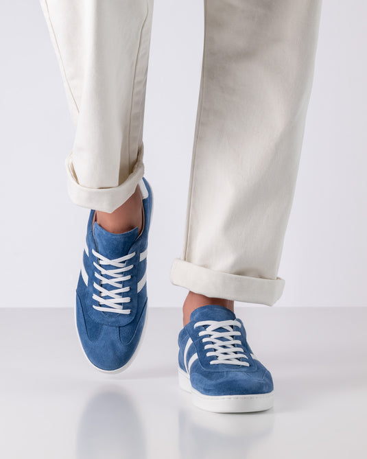 Salerno 28074 Licht Blauw Suède / Leer wit