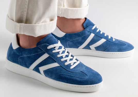 Salerno 28074 Licht Blauw Suède / Leer wit