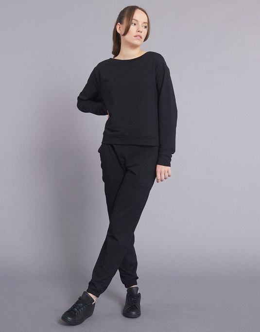 Tamarin sweater lange mouw zwart katoen