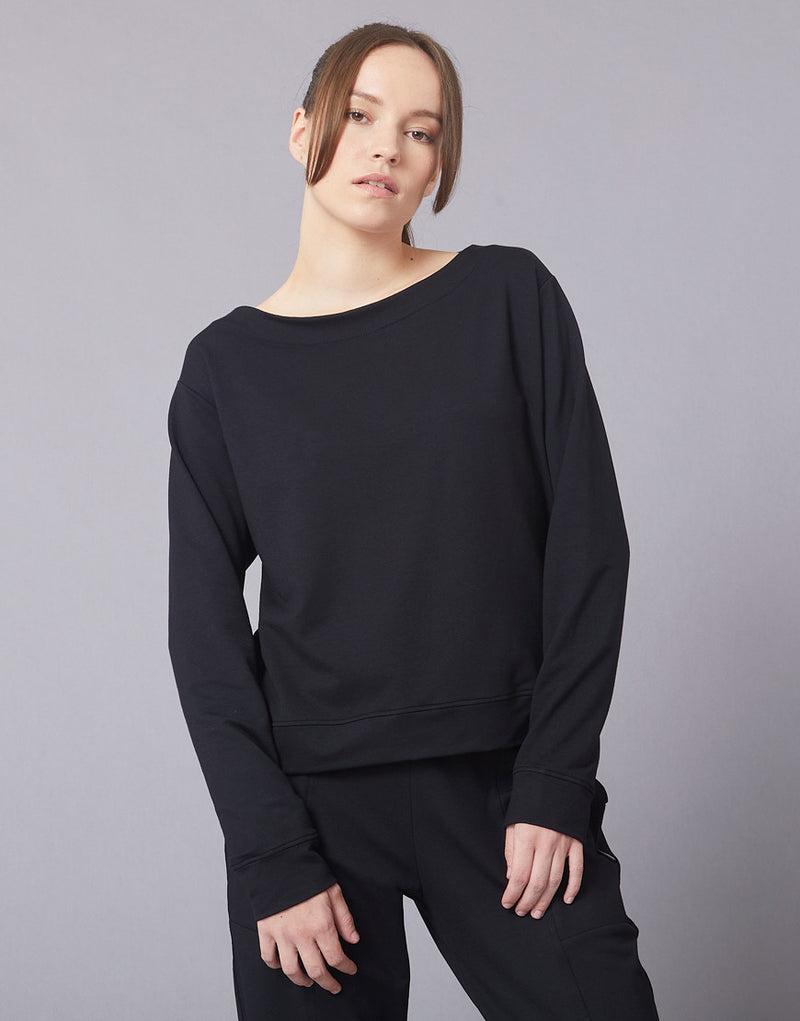 Laad het plaatje in de Viewer, Tamarin sweater lange mouw zwart katoen
