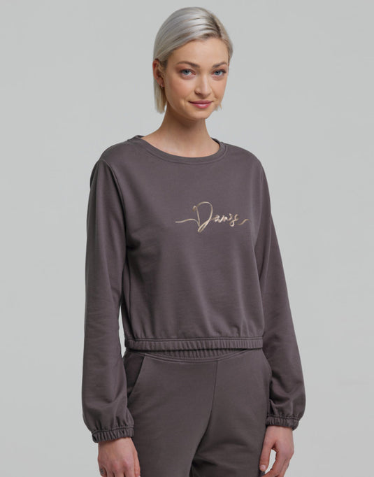 Tani Ruban sweater lange mouw katoen Grijs (Grizzle)