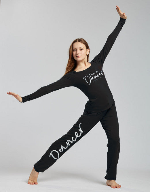 Laad het plaatje in de Viewer, Affetto I am Dancer Logo Unisex Dansbroek Trekkoord Zwart
