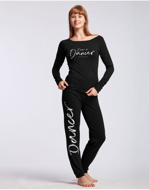 Laad het plaatje in de Viewer, Affetto I am Dancer Logo Unisex Dansbroek Trekkoord Zwart
