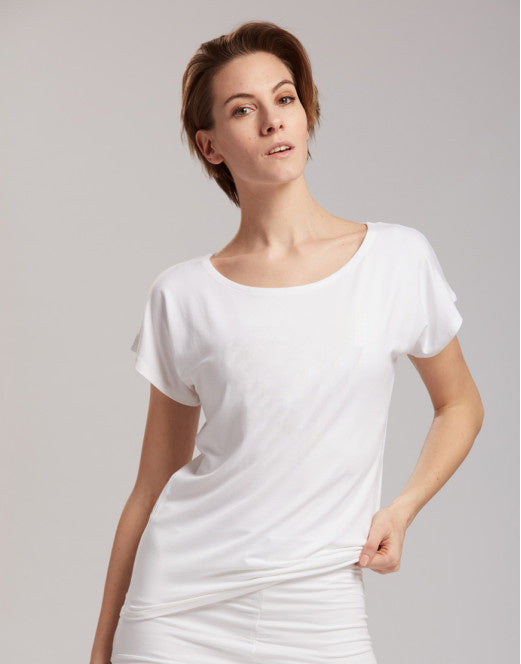 Laad het plaatje in de Viewer, Ava Viscose T-Shirt Korte Mouw Viscose Wit
