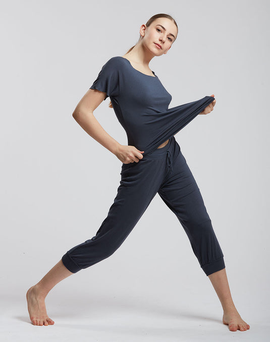 Bakara Driekwart Broek Bamboe Grijsblauw (Ardoise)