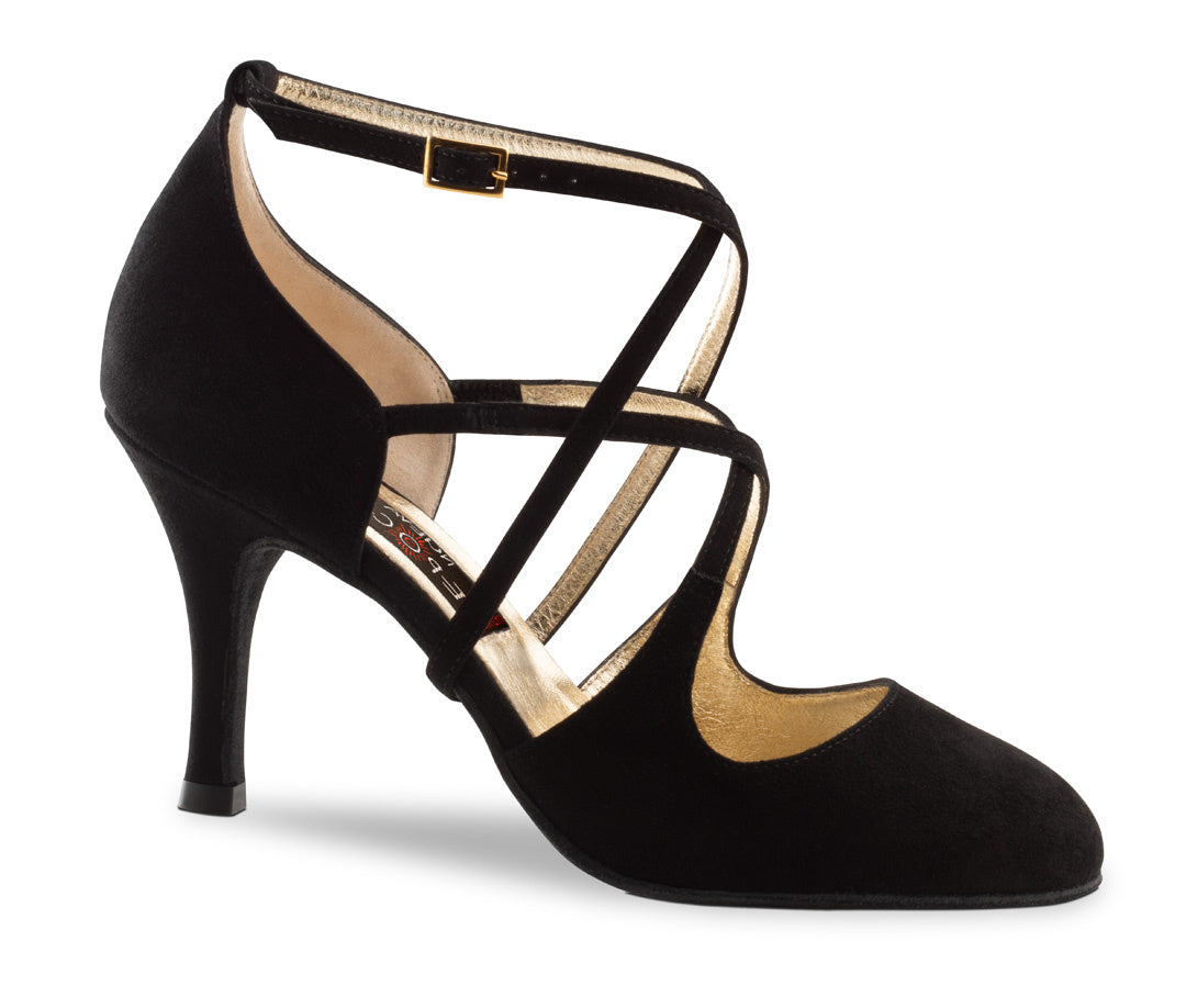 Nueva Epoca Maxima Salsa Tango Dansschoenen Blauw/Zwart Suède 7 cm