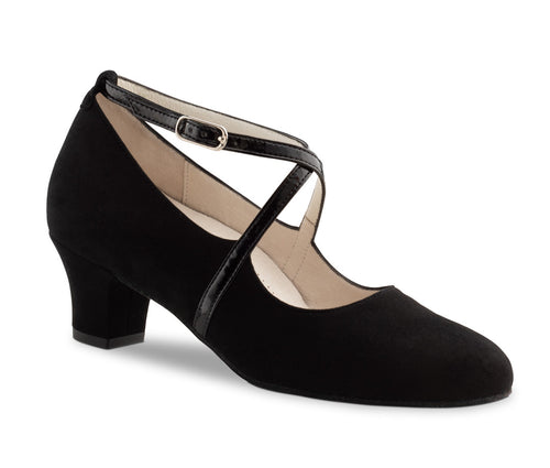 Tabea Comfort Zwart Suède/Lakleer 4,5 cm